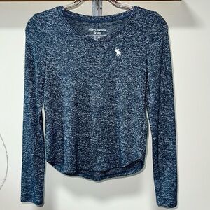 Abercrombie Kids Girls Blue V-Neck Long Sleeve Shirt Size 11/12 Heather Knit